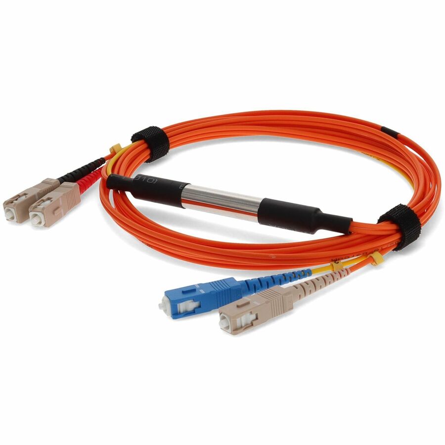 AddOn 2m SC (Male) to SC (Male) Straight Orange OM1 & OS1 Duplex Fiber OFNR (Riser-Rated) Mode Conditioning Cable