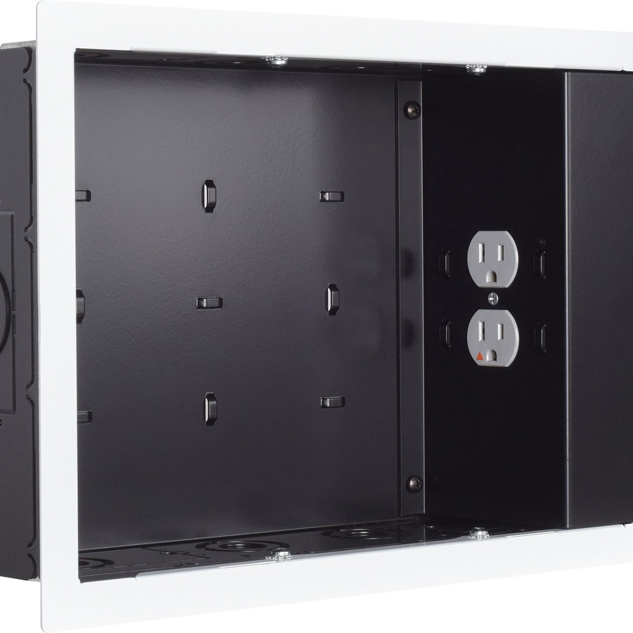 Chief Proximity In-Wall Storage Box - With 2 Receptacle Filter & Surge - Black