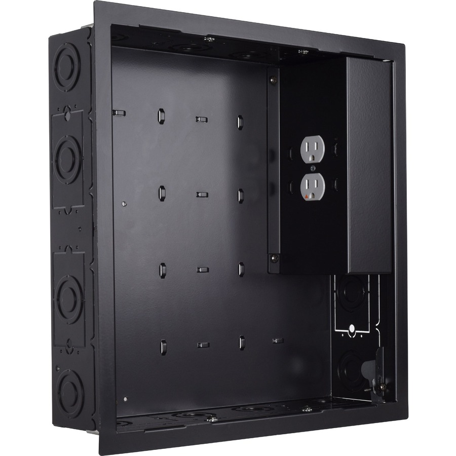Chief Proximity In-Wall Storage Box with 2 Receptacle Filter & Surge - For Flat Panel Mount - Black