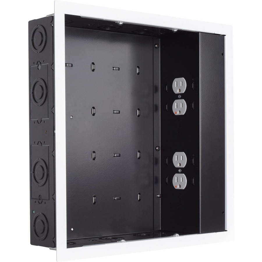 Chief Proximity In-Wall Storage Box with 4 Power Receptacle & Surge - Black