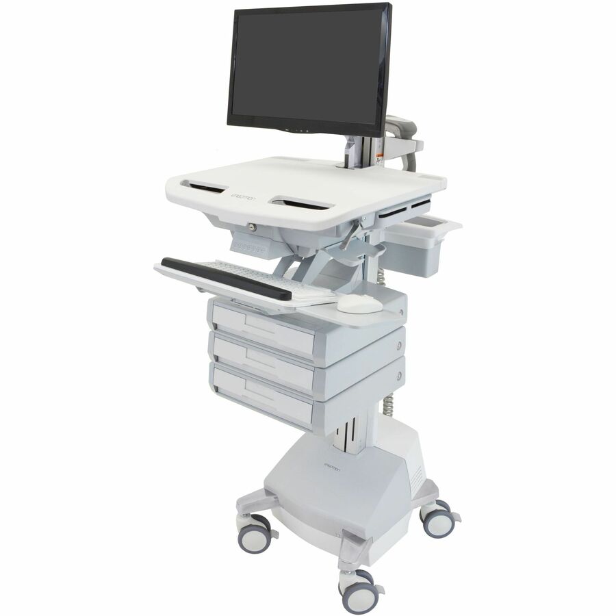 Ergotron StyleView® Cart with LCD Arm, SLA Powered, 3 Drawers (1x3), US/CA/MX