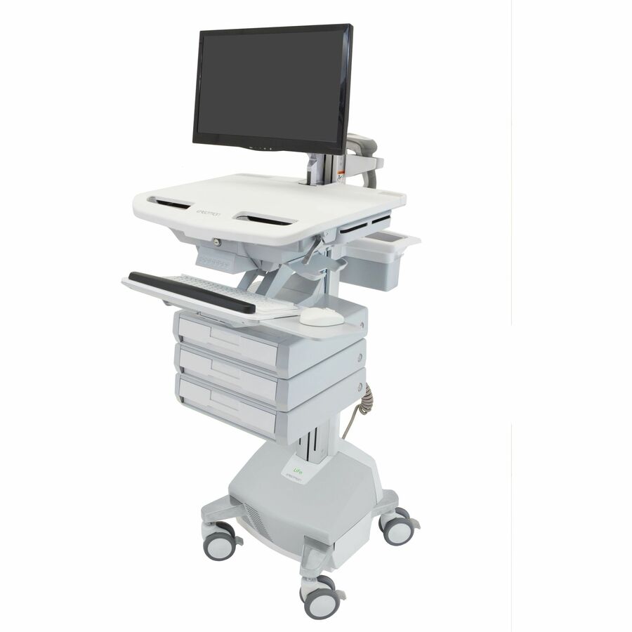 Ergotron StyleView® Cart with LCD Arm, LiFe Powered, 3 Drawers (1x3), US/CA/MX
