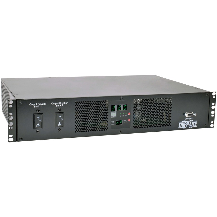 Tripp Lite by Eaton PDU 7.7kW Single-Phase 200-240V Local Metered Automatic Transfer Switch PDU 2 IEC309 32A Blue Inputs 16 C13 2 C19 Outlets 2U TAA
