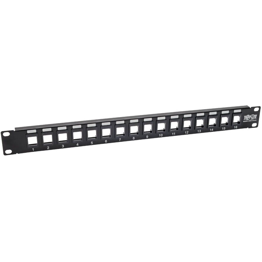 Tripp Lite by Eaton 16-Port 1U Rack-Mount Unshielded Blank Keystone/Multimedia Patch Panel RJ45 Ethernet USB HDMI Cat5e/6