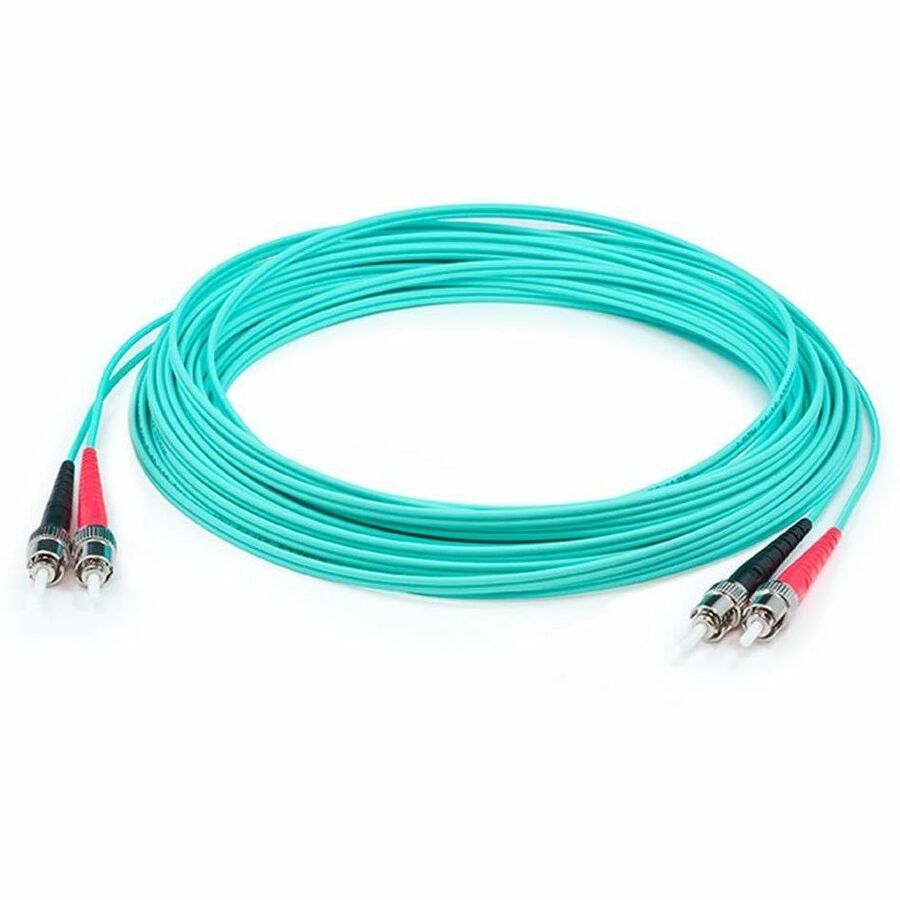 AddOn 40m ST to ST Aqua OM4 Duplex OFNR (Riser-Rated) MMF (Multi Mode) Fiber Patch Cable, 50/125