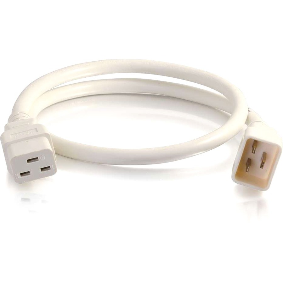 C2G 3ft 12AWG Power Cord (IEC320C20 to IEC320C19) - White