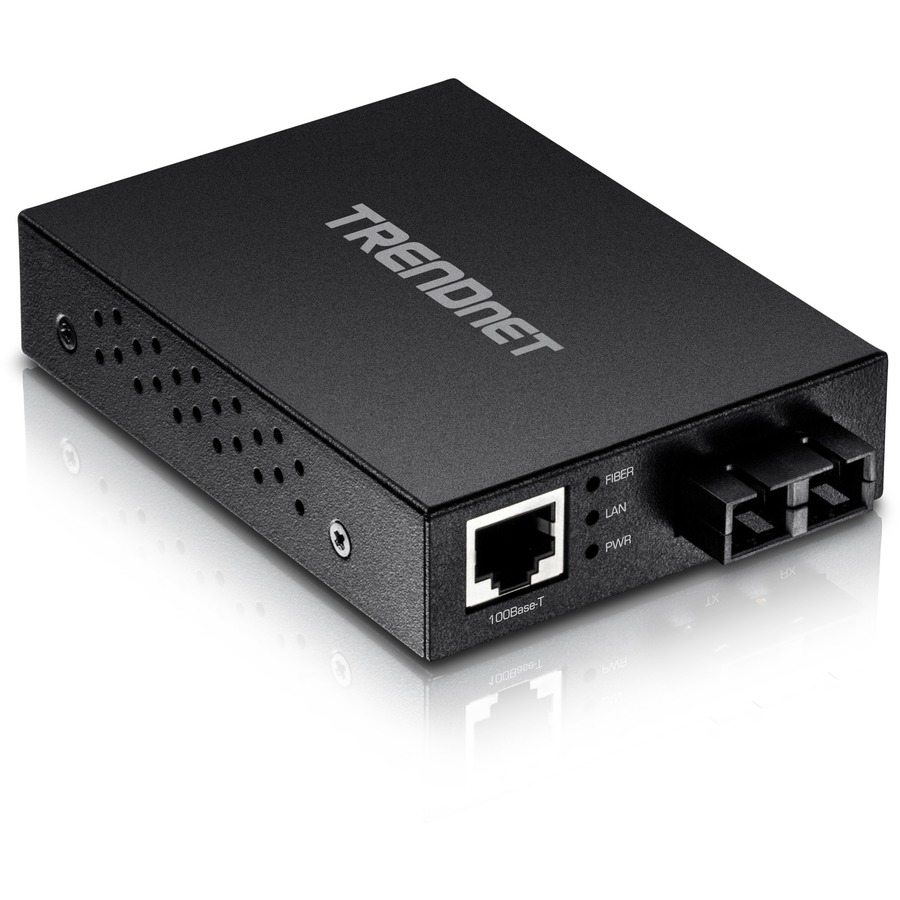 TRENDnet 100 Base-T to 100 Base-FX Multi-Mode SC Fiber Converter; Standalone; 10/100 Mbps Auto-MDIX Fast Ethernet Port; Fiber Networking up to 2 km (1.25miles); 200 Mbps Switching Capacity; TFC-FMSC