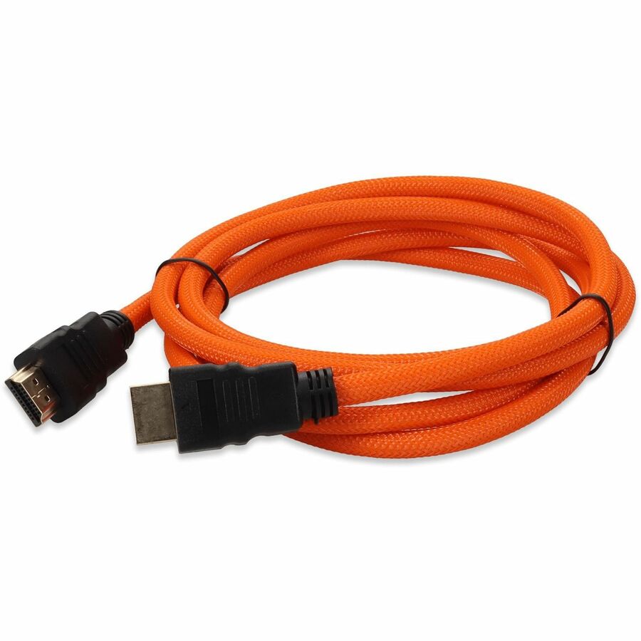 AddOn 6FT HDMI 1.4 BRAIDED ORANGE M / M HDMI TO HDMI 1.4 HIGH SPEED CABLE