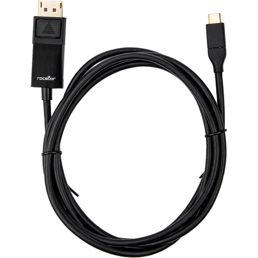 Rocstor Premium 6ft USB-C to DisplayPort Cable M/M- USB Type-C to Displayport Converter Cable - 6ft (1.8m) - Supports up to 4K 60Hz Mac or Windows Compatible- DisplayPort/USB 3.1 Cable for Audio/Video Device, Monitor, Projector, MacBook, Chromebook, HDTV, Tablet - 6 ft - 1 Retail Pack - 1 x USB Type C (3.1) Male - 1 x DisplayPort Male Digital Cable USB-C TO DP 4K - Black