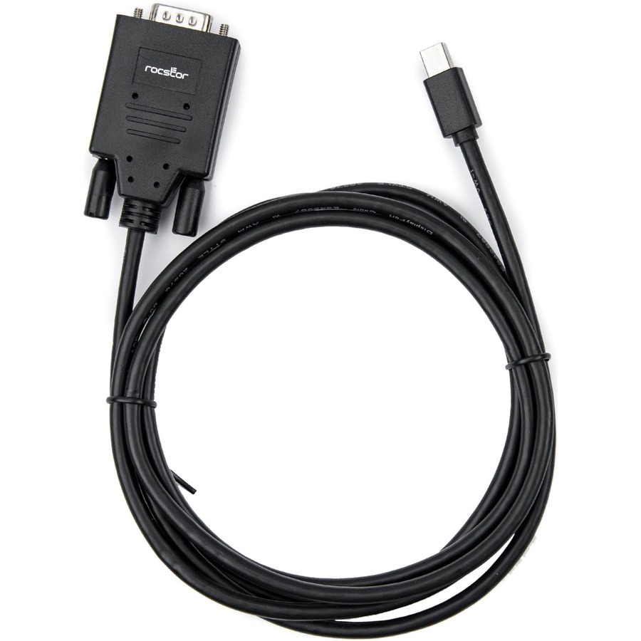 Rocstor Premium 6 ft Mini DisplayPort to VGA Adapter Cable - mDP to VGA cable supports 1920x1200 1080p Resolution - Mini DisplayPort to VGA cable for Projector, Monitor, PC, Desktop Computer, Notebook, Ultrabook, Video Device, TV - 6 ft (2m) - 1 Pack - 1 x Mini DisplayPort Male - 1 x HD-15 Male VGA - Black