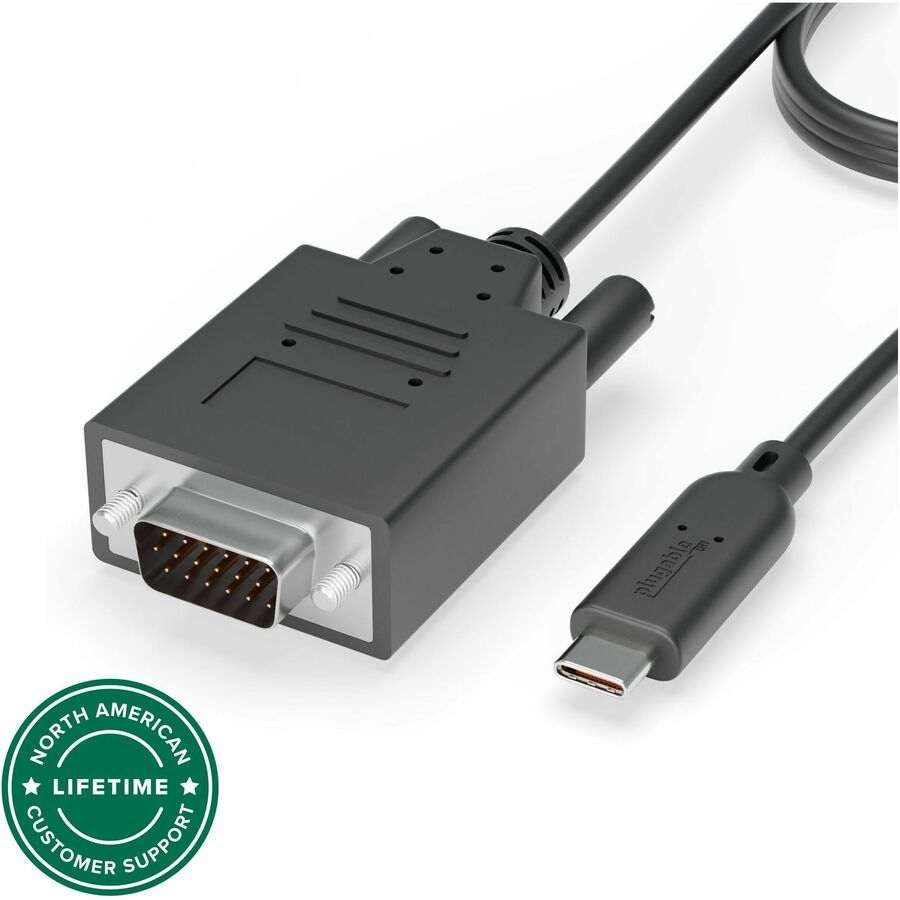 Plugable USB C to VGA Cable - Connect Your USB-C or Thunderbolt 3 Laptop to VGA Displays up to 1920x1080@60Hz