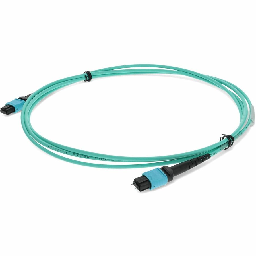 AddOn 1m MPO/UPC (Male) to MPO/UPC Aqua OM4 OFNR (Riser-Rated) 12-Strand MMF (Multi Mode) Fiber Patch Cable, 50/125