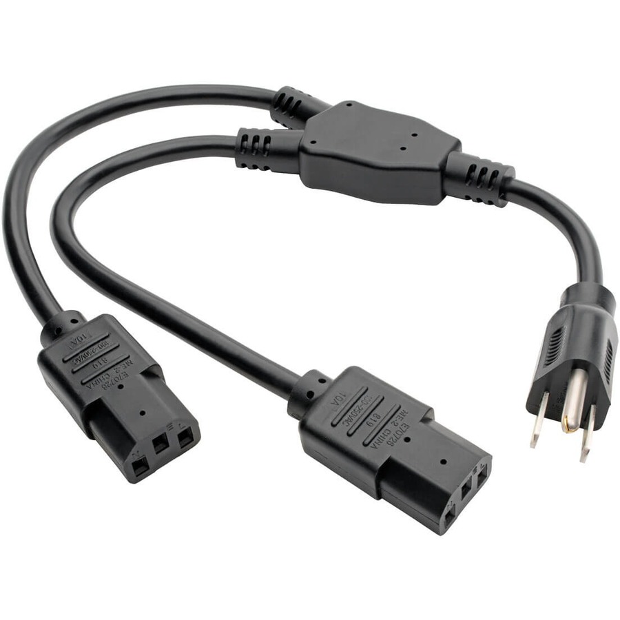 Tripp Lite by Eaton Y Splitter Power Cable NEMA 5-15P to 2x C13 - 10A 125V 18 AWG 1.5 ft. (0.45 m) Black