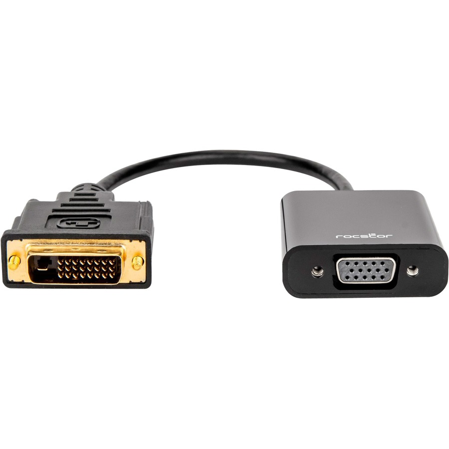 Rocstor Premium DVI-D to VGA Active Adapter - Resolutions up to 1920x1200 - DVI/VGA for Monitor, Projector, Video Device, Notebook, Desktop Computer, 6 Inch - 1 Pack - 1 x DVI-D - 1 x HD-15 Female VGA, - Black - DVI-D TO VGA CONVERTER ADAPTER 1920X1200