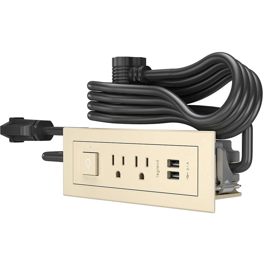 Wiremold Radiant Furniture Power Switching Power Unit - Light Almond - 2 x AC Power, 2 x USB - 3.10 A Current - Surface-mountable - Light Almond