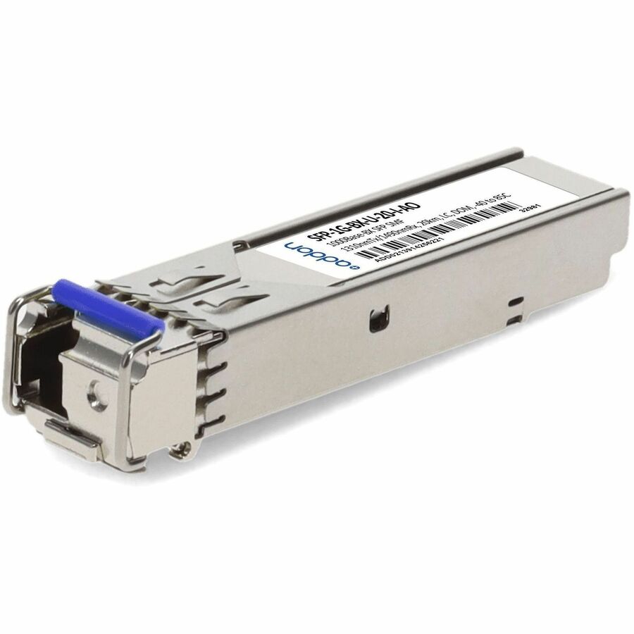 AddOn MSA and TAA Compliant 1000Base-BX SFP Transceiver (SMF, 1310nmTx/1490nmRx, 20km, LC, DOM, Rugged)