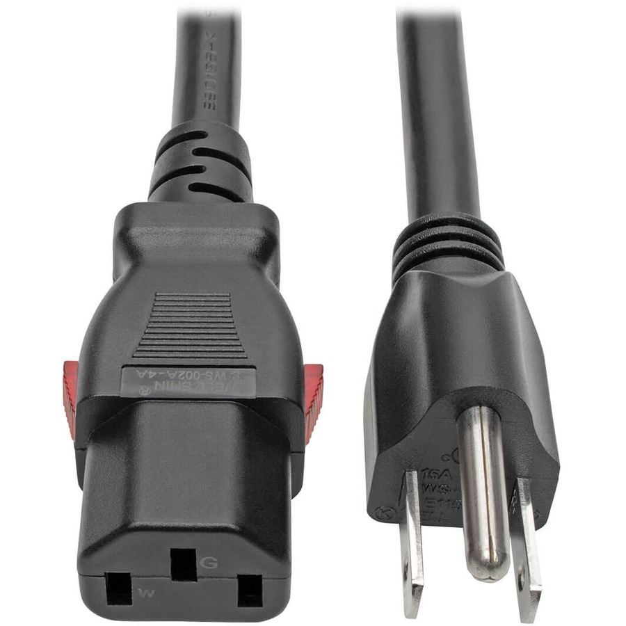 Tripp Lite by Eaton Computer Power Cord NEMA 5-15P to Locking C13 - Heavy-Duty 15A 125V 14 AWG 2 ft. (0.61 m) Black