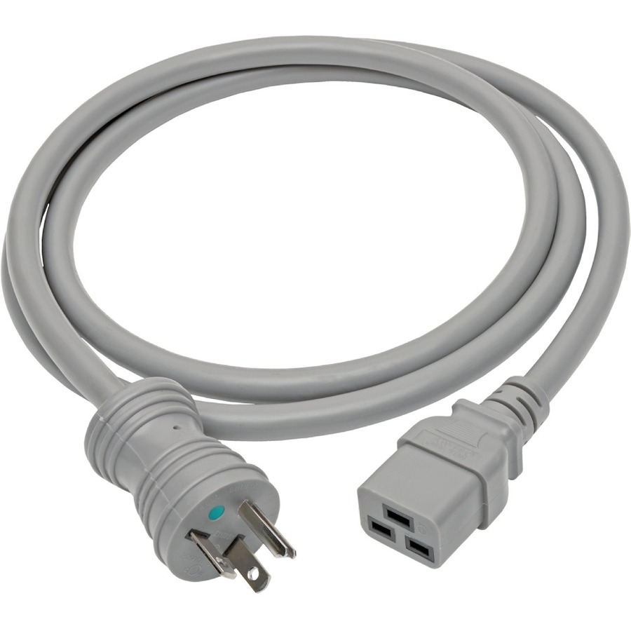 Eaton Tripp Lite Series Hospital-Grade Power Cord, NEMA 5-20P to C19 - Heavy-Duty, Green Dot, 20A, 125V, 12 AWG, 6 ft. (1.83 m), Gray