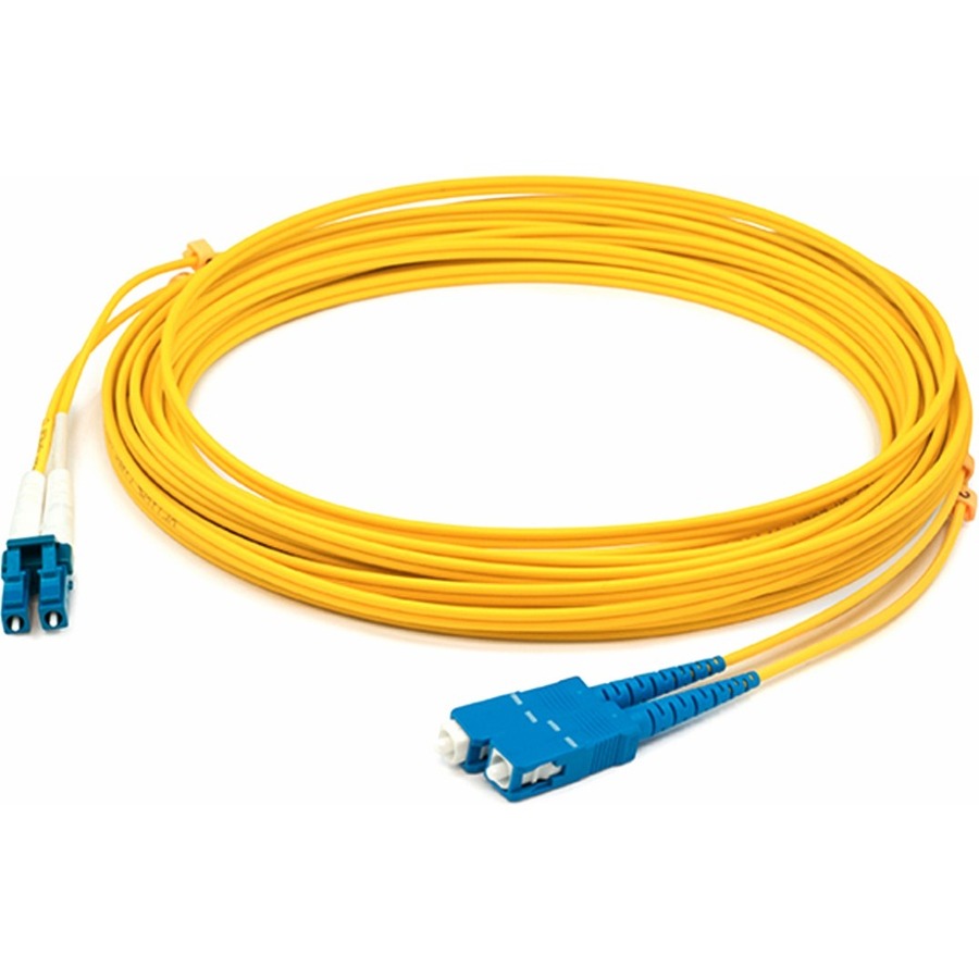 AddOn 1m 90 degree LC (Male) to SC (Male) Yellow OS2 Duplex OFNR (Riser-Rated) Fiber Patch Cable