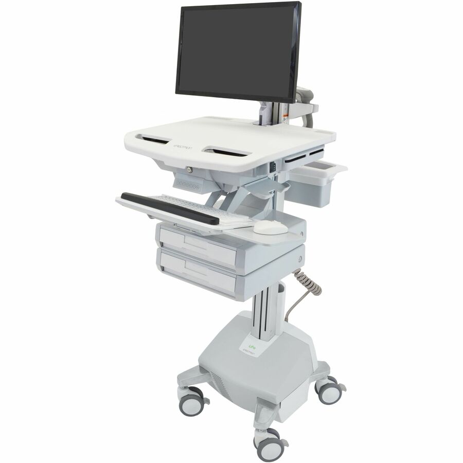 Ergotron StyleView® Electric-Lift Cart with LCD Arm, LiFe Powered, 2 Drawers (1x2)