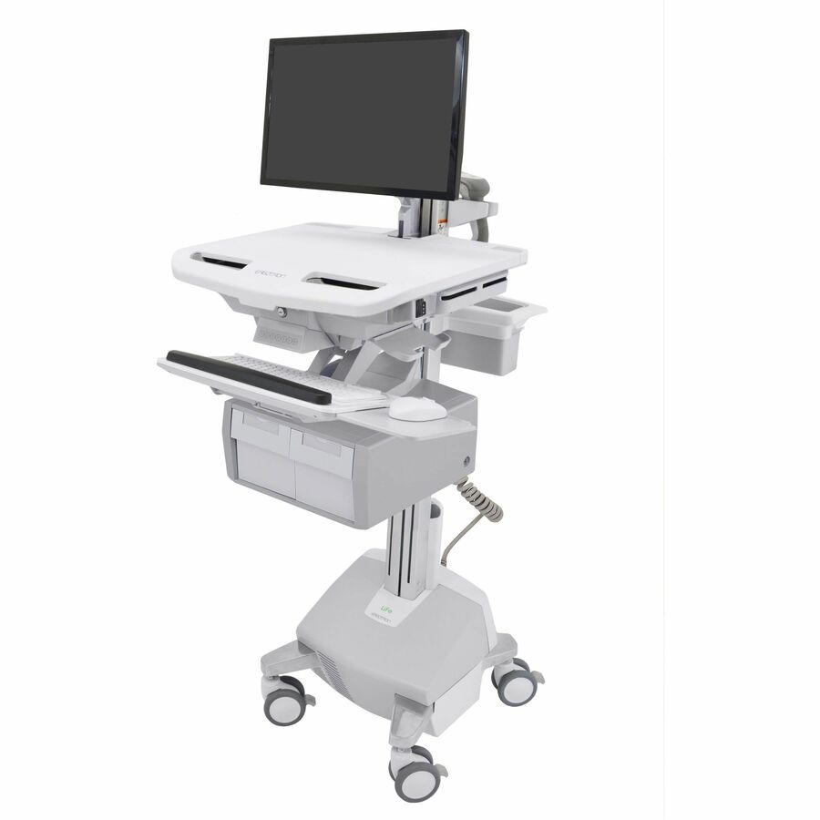 Ergotron StyleView® Electric Lift Cart with LCD Arm, LiFe Powered, 2 Tall Drawers (2x1)