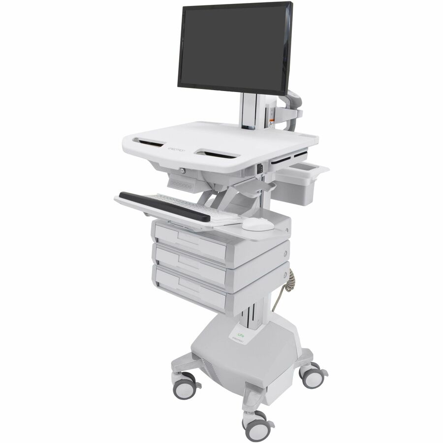 Ergotron StyleView® Electric Lift Cart with Pivot, LiFe Powered, 3 Drawers (1x3)