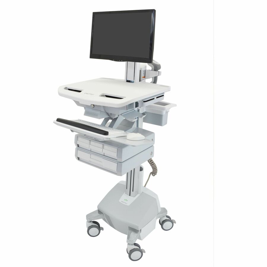 Ergotron StyleView® Electric Lift Cart with Pivot, LiFe Powered, 4 Drawers (3x1+1)