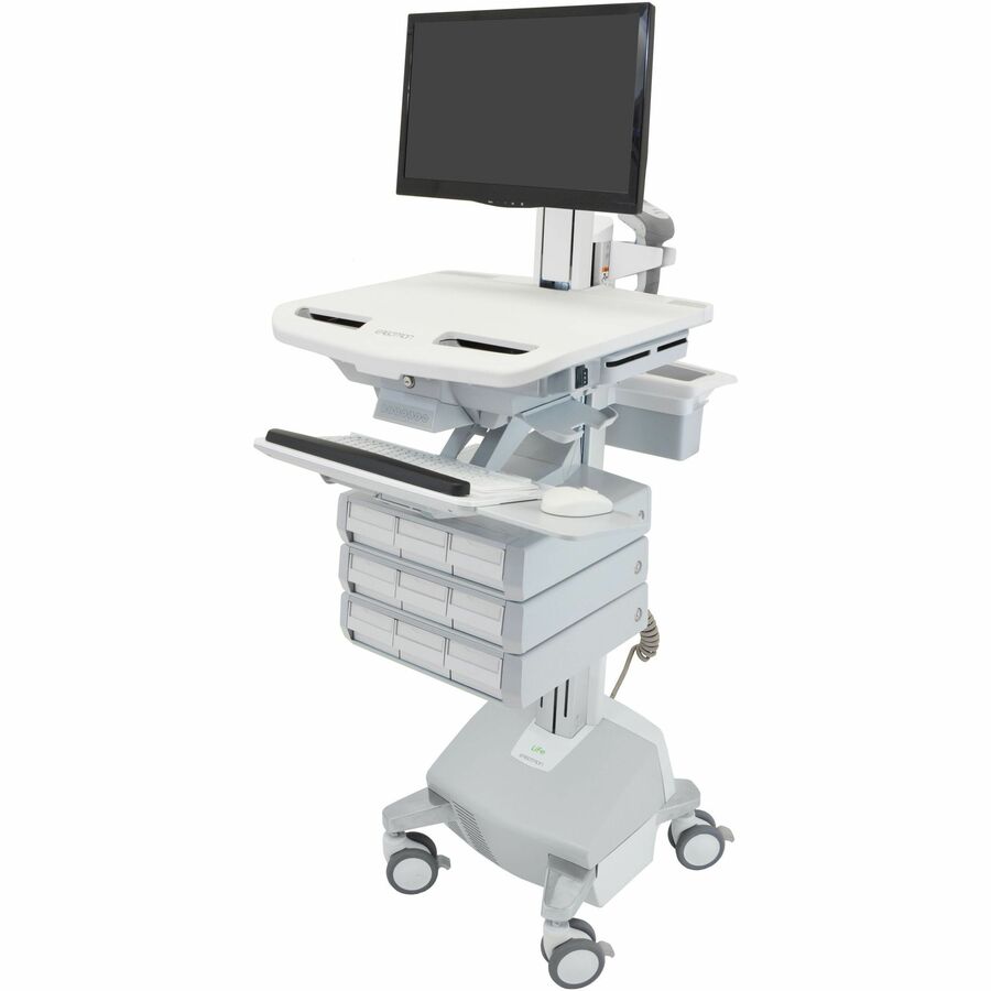 Ergotron StyleView® Electric Lift Cart with Pivot, LiFe Powered, 9 Drawers (3x3)