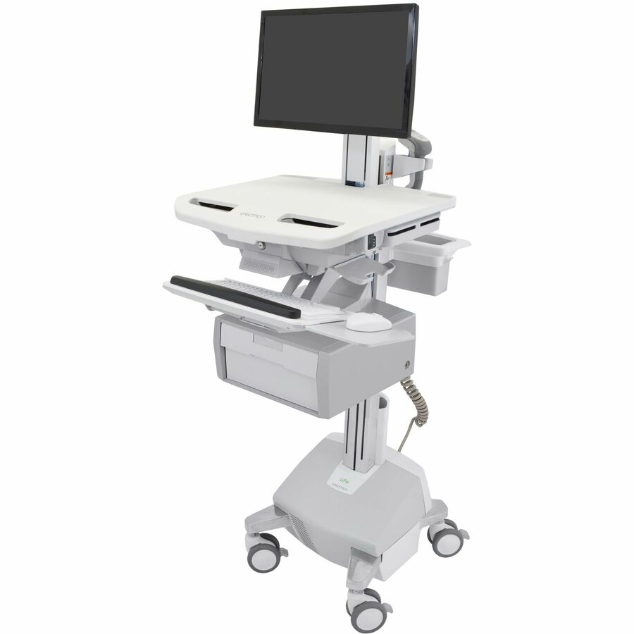 Ergotron StyleView® Electric Lift Cart with LCD Pivot, LiFe Powered, 1 Tall Drawer (1x1)