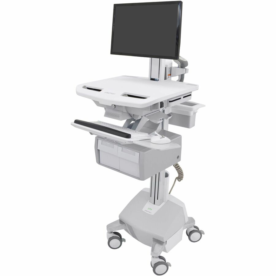 Ergotron StyleView® Electric Lift Cart with LCD Pivot, LiFe Powered, 2 Tall Drawers (2x1)