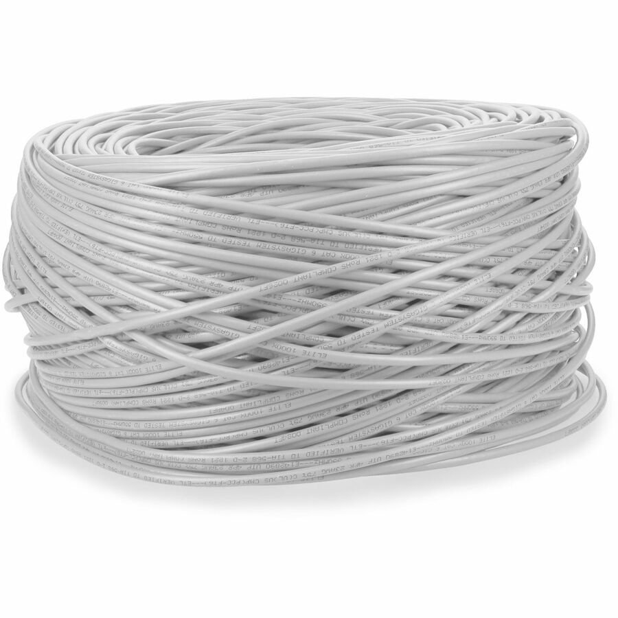 AddOn 1000ft Non-Terminated White CAT6 Plenum-Rated Solid Bulk Cable CAT 6