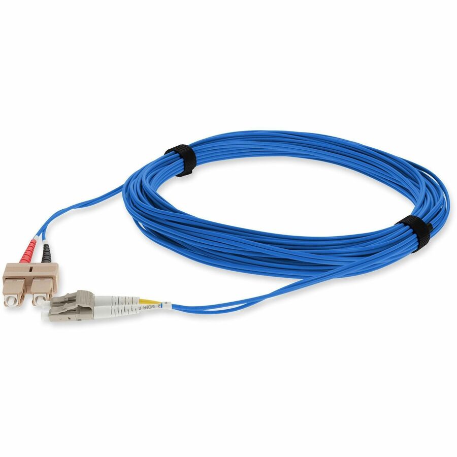 AddOn 10m SC to LC Blue OM4 Duplex OFNR (Riser-Rated) MMF (Multi Mode) Fiber Patch Cable, 50/125