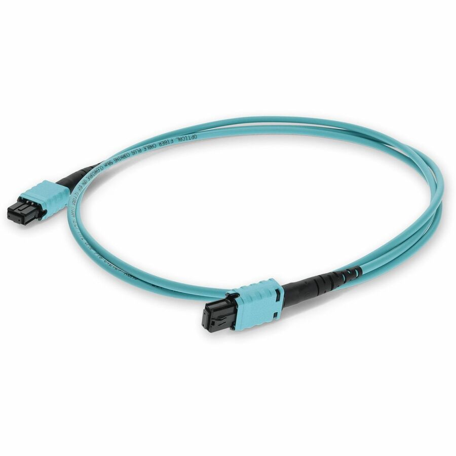 AddOn 2m MPO/UPC to MPO/UPC Field Modifiable Aqua OM4 OFNR (Riser-Rated) 12-Strand MMF (Multi Mode) Fiber Patch Cable, 50/125