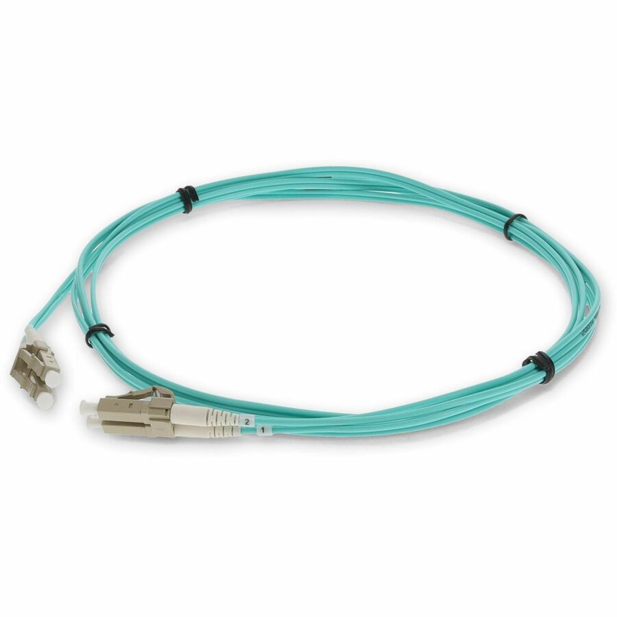 AddOn 3m LC to LC Aqua OM3 Duplex OFNR (Riser-Rated) MMF (Multi Mode) Fiber Patch Cable, 50/125