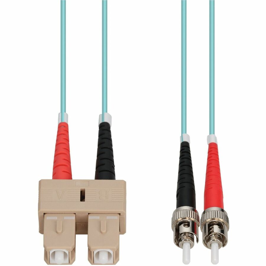 AddOn 2m ST to SC Aqua OM4 Duplex OFNR (Riser-Rated) TAA Fiber Patch Cable