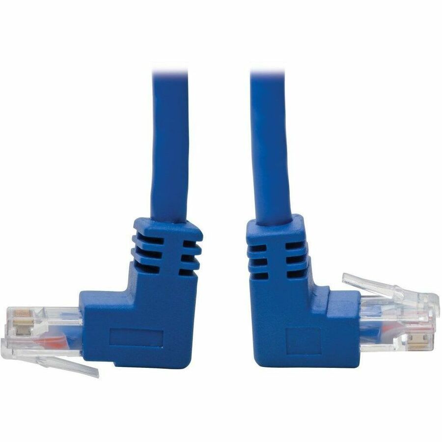 Tripp Lite N204-004-BL-UD Cat6 UTP Patch Cable, Up-Angle Male/Down-Angle Male - 4 ft., Blue - 4 ft Category 6 Network Cable for Network Device, Router, Server, Switch, Printer, Computer, Modem, Photocopier, Scanner - First End: 1 x RJ-45 Network - Male -