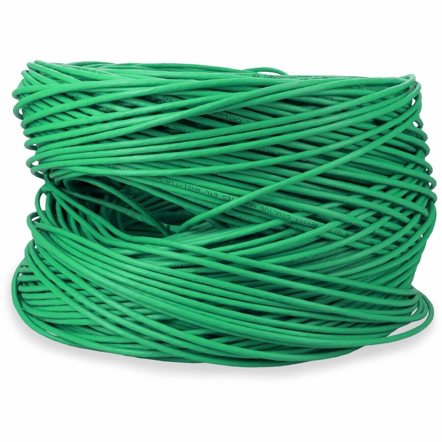 AddOn 1000ft Non-Terminated Green CAT5E PVC Solid Bulk Cable CAT 5E