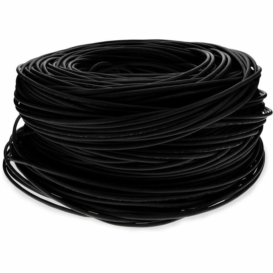AddOn 1000ft Non-Terminated Black CAT6 Shielded PVC Solid Bulk Cable CAT 6