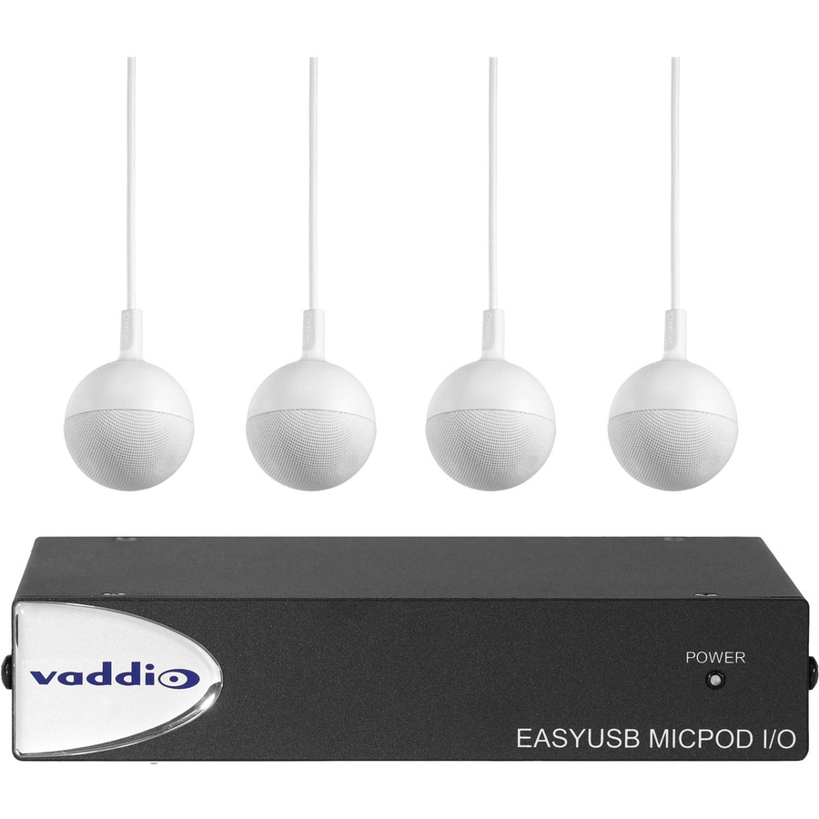 Vaddio EasyUSB MicPOD I/O Interface - With Four CeilingMIC Conference Microphones - White