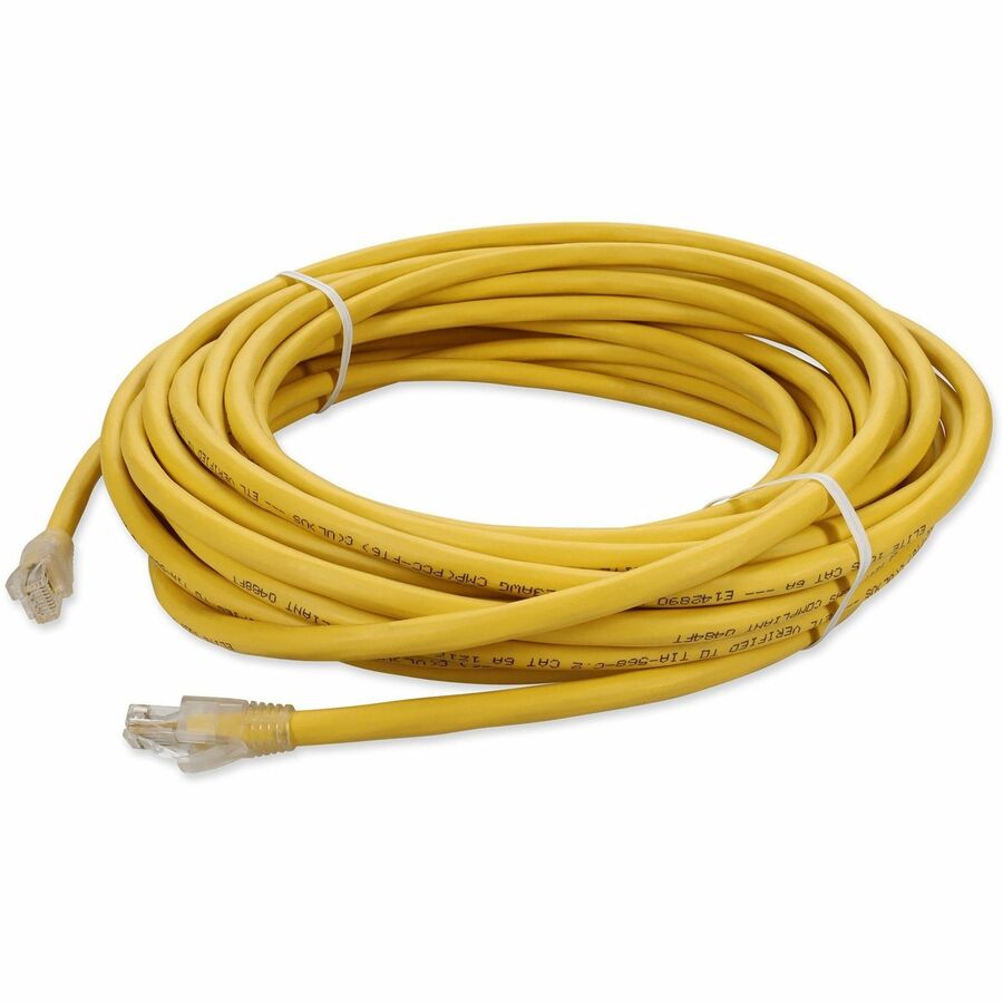 AddOn 34ft Yellow CAT6A Plenum-Rated Ethernet Cable Snagless Bubble Boot RJ-45 M/M CAT 6A
