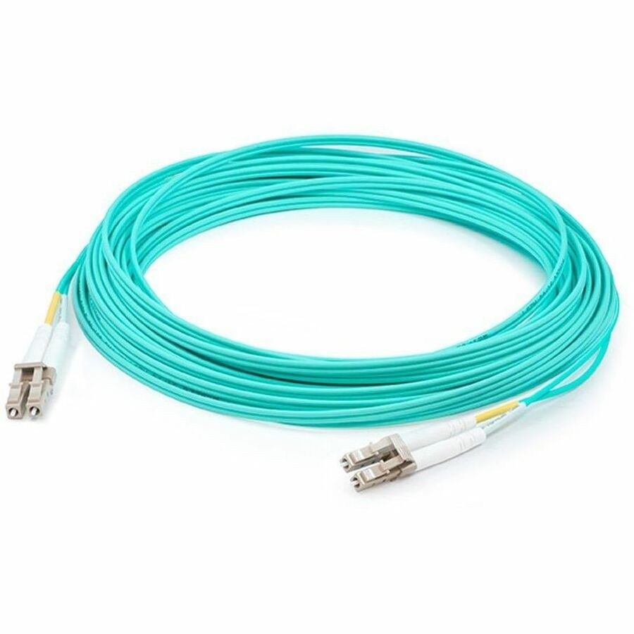 AddOn 8m LC to LC Aqua OM4 Duplex Uniboot OFNR (Riser-Rated) MMF (Multi Mode) Fiber Patch Cable, 50/125
