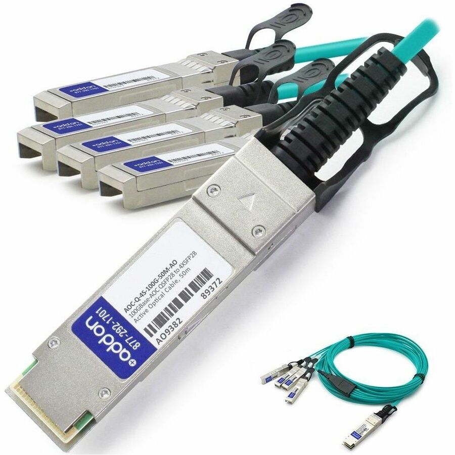 AddOn Arista Networks® AOC-Q-4S-100G-50M Compatible TAA Compliant 100GBase-AOC QSFP28-4xSFP28 Active Optical Cable (850nm, MMF, 50m)