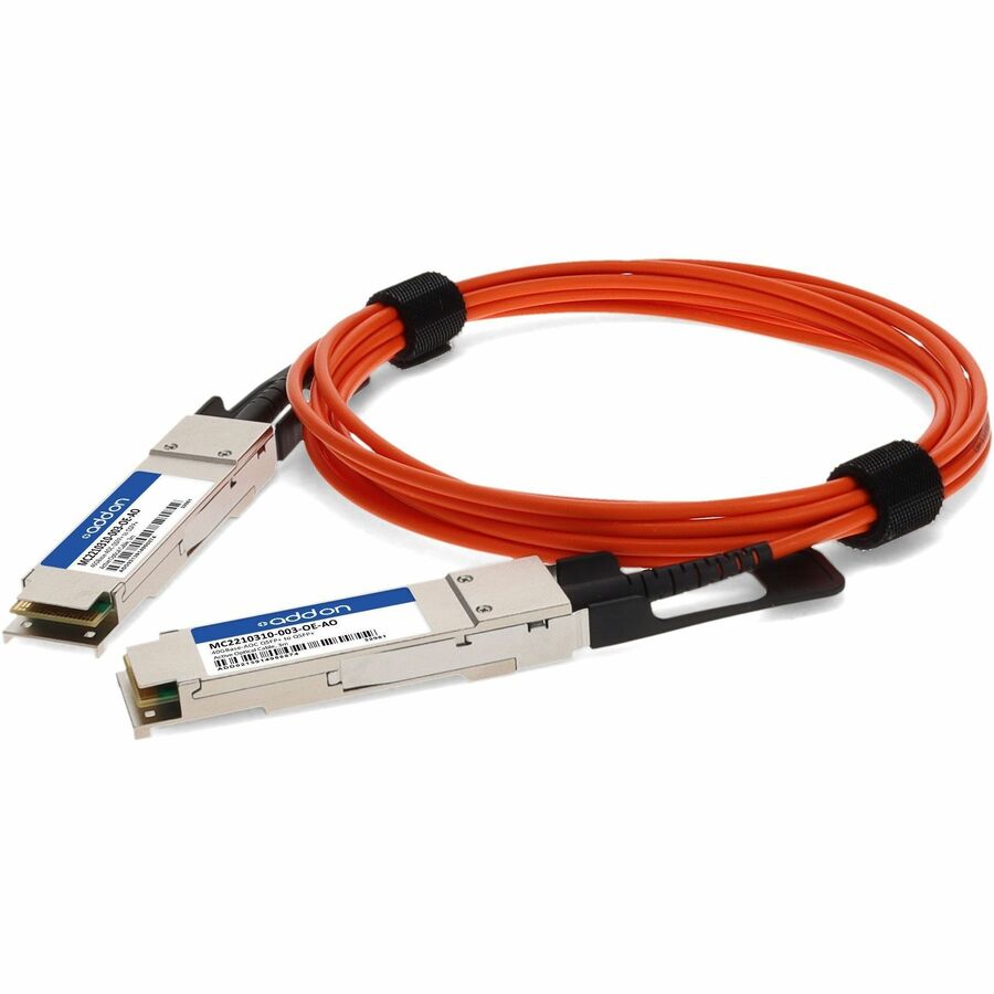 AddOn Mellanox® MC2210310-003 Compatible TAA Compliant 40GBase-AOC QSFP+ Active Optical Cable (850nm, Orange, MMF, 3m)