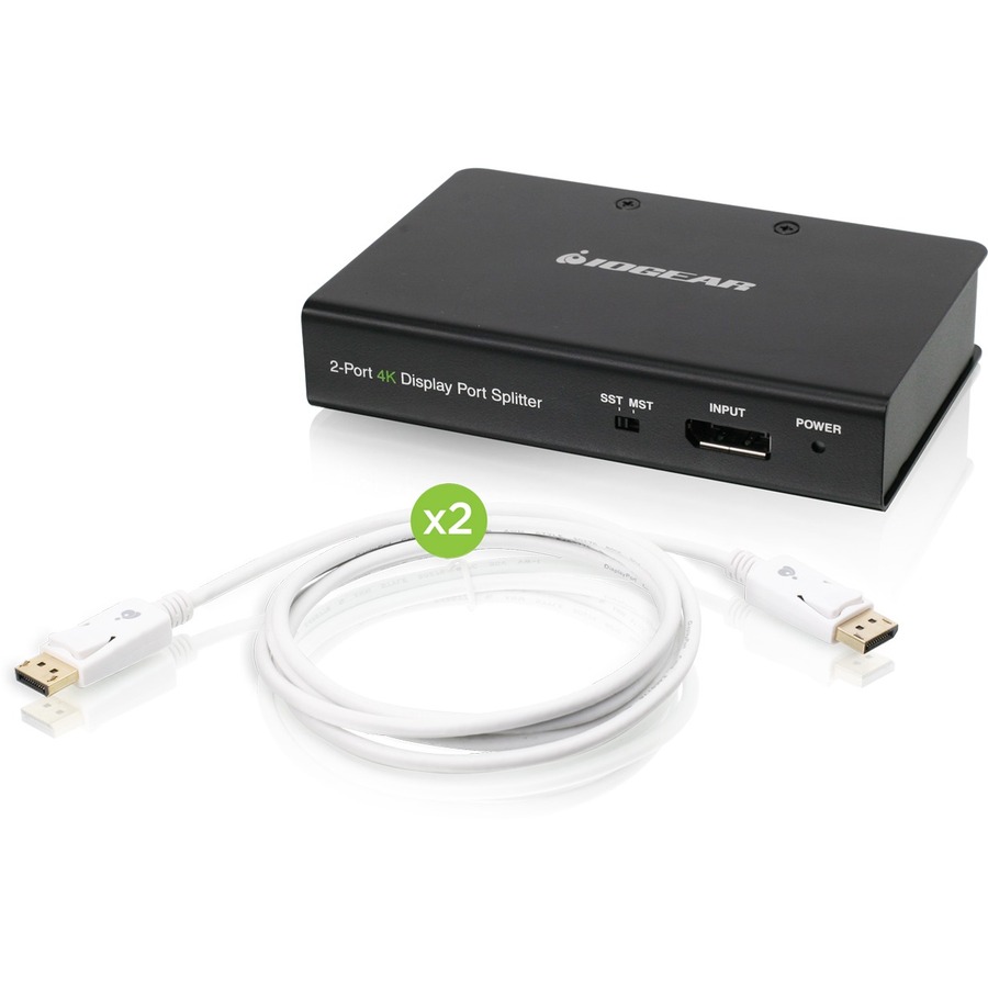IOGEAR 2-Port DisplayPort 1.2 Cinema 4K Splitter & Multi-Monitor MST Hub w/Cables Kit