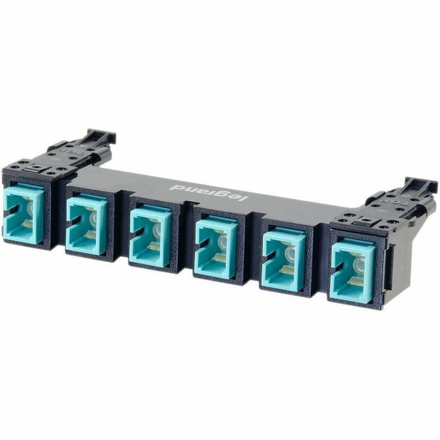 Ortronics HDJ Series 6 SC to SC Simplex Fiber Adapter Panel, 6-Fiber OM3 - Aqua