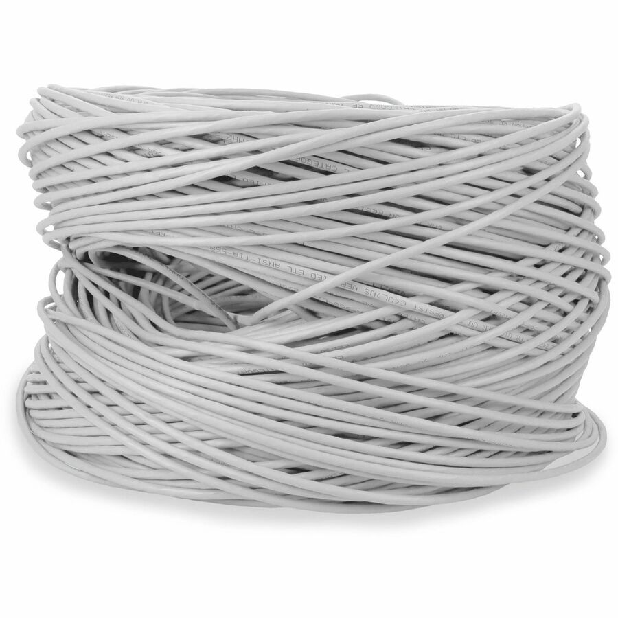 AddOn 1000ft Non-Terminated White CAT5E PVC Solid Bulk Cable CAT 5E