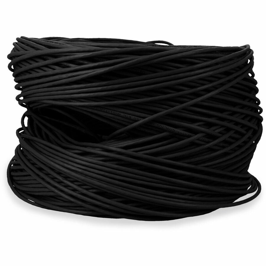 AddOn 1000ft Non-Terminated Black CAT5E PVC Solid Bulk Cable CAT 5E