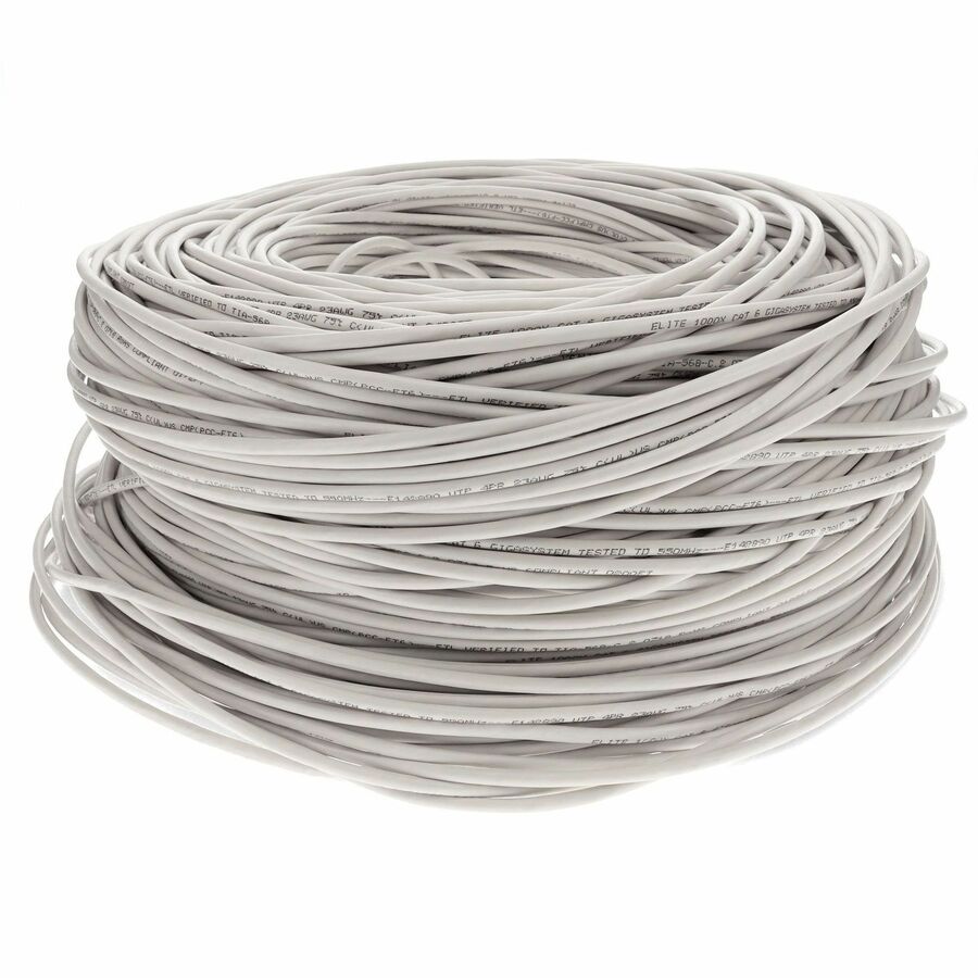 AddOn 1000ft Non-Terminated White CAT6 PVC Solid Bulk Cable CAT 6