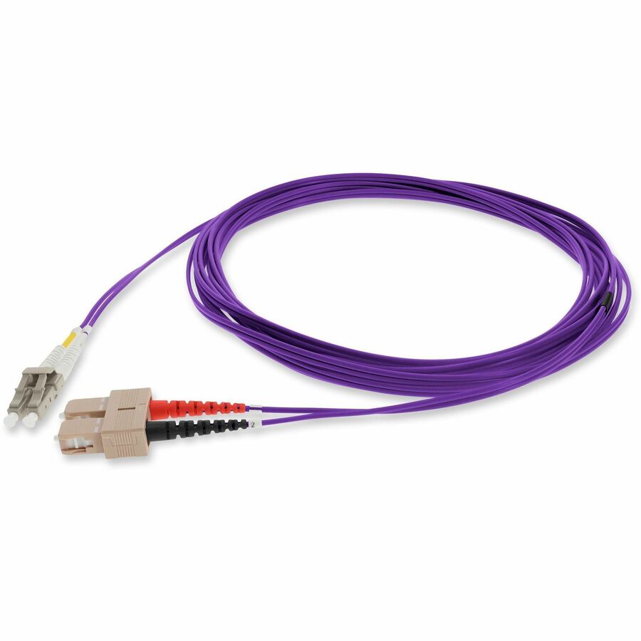 AddOn 2m SC to LC Purple OM1 Duplex OFNR (Riser-Rated) MMF (Multi Mode) Fiber Patch Cable, 62.5/125