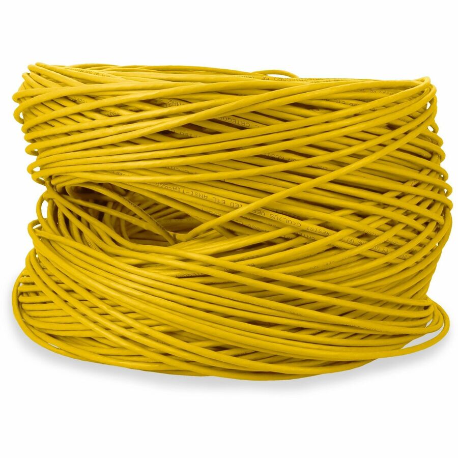 AddOn 1000ft Non-Terminated Yellow CAT5E PVC Solid Bulk Cable CAT 5E